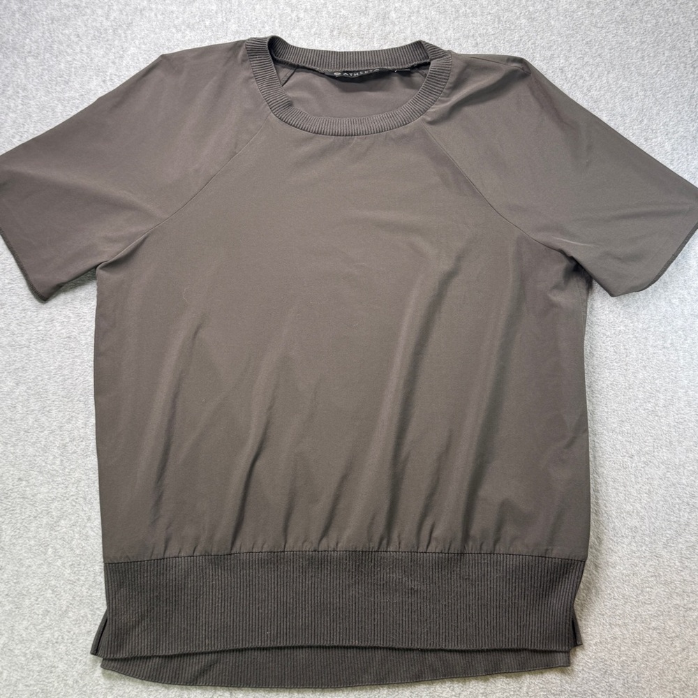 Athleta Women's Raglan Short Sleeve Sweatshirt Top‎ Gray XS Athleisure Casual